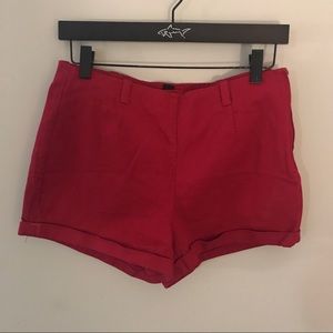 Forever 21 High Waist Side Zip Cherry Red Shorts
